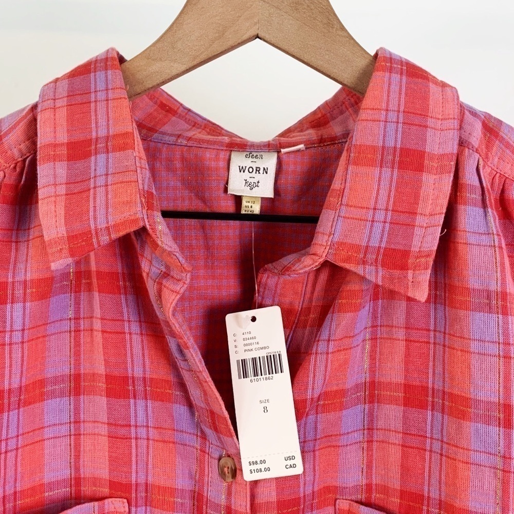 NWT Anthro Seen Worn Kept Romy Plaid Buttondown - Picture 7 of 9